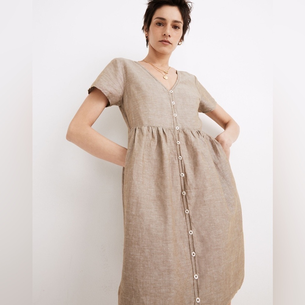 Madewell Linen Blend Alexandra Button Front Mini Dress Sz XL Sold Out Online!
